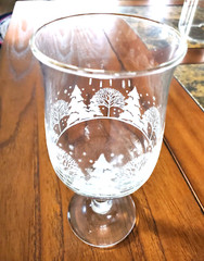 Libbey VTG 80’s Frosted Winter Fir Tree Wine Beverage Glasses Goblets 9 pc Nice