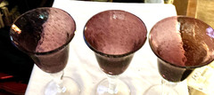 set of 3 tall glasses with clear bottom and lavender top 8″tall
