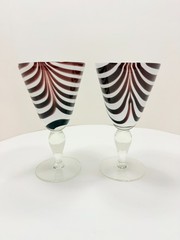 Vintage Handblown Burgundy Swirl Goblets – Mid Century Carlo Moretti Style Pair