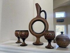 Authentic Handmade Turkish Wine Decanter with Glasses Set