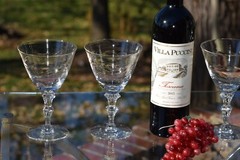 Vintage Etched Cystal Wine Glasses – Water Goblet, Set of 4, Tiffin Franciscan