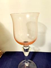 3 Aurora Rose Wine Glasses Denby/ Krosno 7 in Clear Stem/Delicate Rose Blush Top