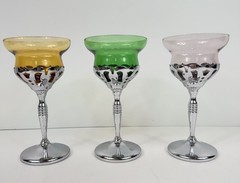 VTG 1940’s Art Deco Farber Brothers Krome Kraft Cocktail Glasses Set Of 3