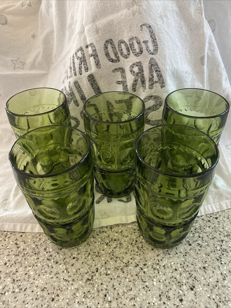 Colony Color Crown Green Tumbler Set of 6Avocado VTG 5.5″