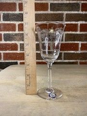 LENOX Castle Garden Blown Crystal 6 5/8″ Wine Glass Set of 4 Optic Panel