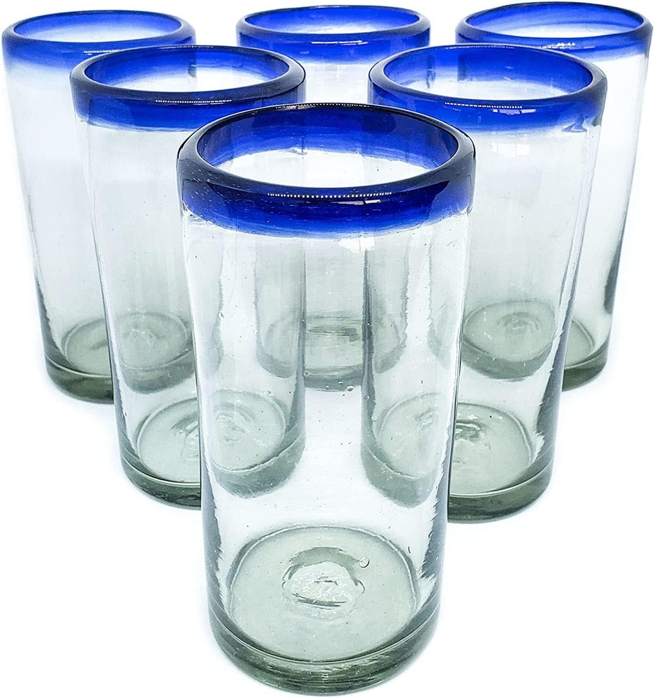 Cobalt Blue 20 Oz Iced Tea Glasses – Set of 6, Eco-Friendly, Lead-Free