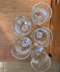 Lot Of 5 Cordial Glasses Blown Glass With Twisted Stem 4.5 Inch