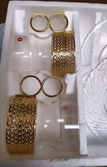 Vintage Finnish Tsaikka Tea Coffee Set Gold by Timo Sarpaneva 2 Cups & saucers