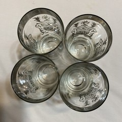 Vintage 1960s Kimiko «Silver Knight» Coat of Arms Highball Glasses Set of Four