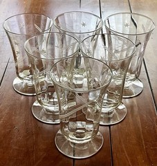 Vintage Set of 6 Shooting Star Footed Tumbler Iced Tea Glasses Round Base Optic