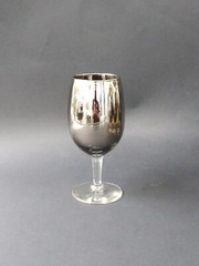4x Silver Metallic Luster Ombre Fade 8 oz Wine Glass ~ 5⅝” Tall
