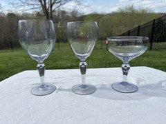 Corcoran Smoke Glass Teardrop 6 3/4 Inch Wine Stem Very Good Used Condition