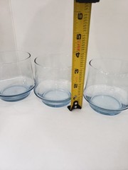 4 VTG Stacking Libbey Azure Blue 10oz Rocks Lowball Water Juice Whiskey Glasses