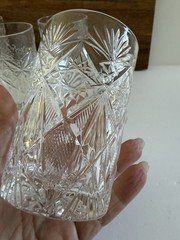 4 VTG Brilliant Cut Crystal Glass Star Burst Fan Whiskey Tumbler Heavy Man Cave
