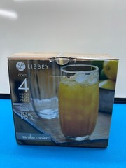 Libbey Samba Ridged Vertical Cooler Clear Drinking Glasses 19.3oz. oz Set Of 4