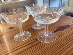 Lot Of 3 Waterford Crystal Lismore Tall Sherbert Champagne Glasses -4 1/8″ EC