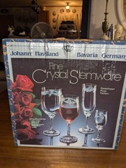 Johann Haviland 4-Piece Crystal Stemware Set Sweetheart Rose Pattern Etched NIB