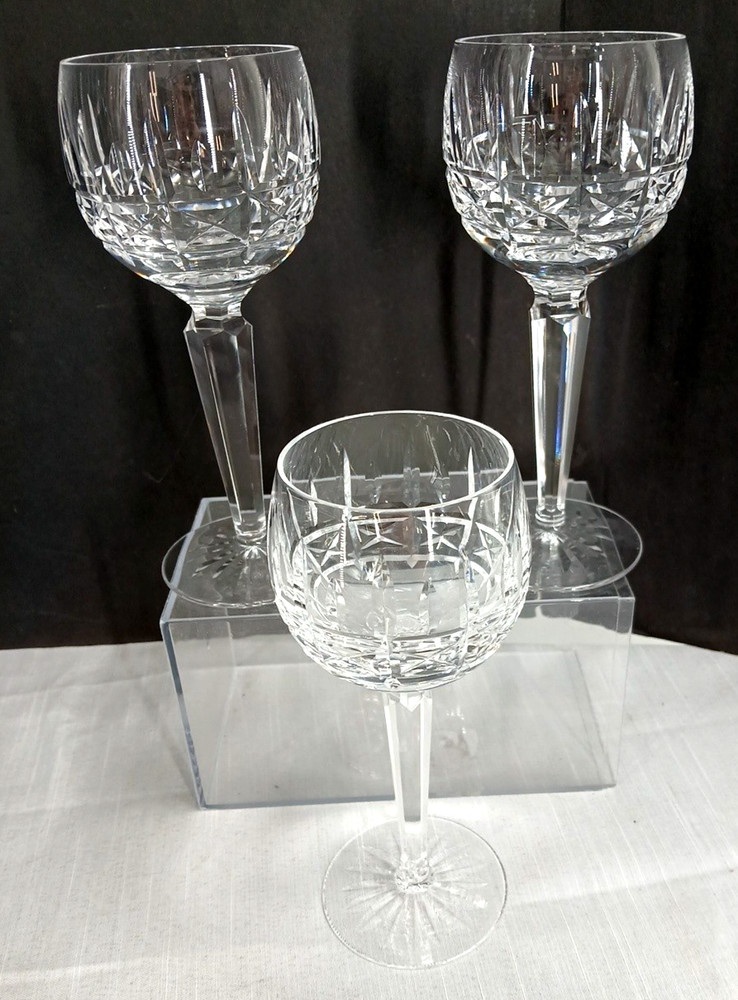Gorgeous Lot of 3 Waterford Crystal KYLEMORE ? Hock Wine Glasses Wedding