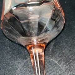 Vintage Hand Blown Pink Crystal Water Goblet Wine Glass Set Of 2