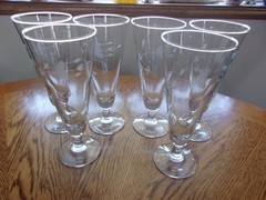 Pilsner Heritage Etched 11 Oz Smooth Stem Crystal Blown Glass – Set of 6