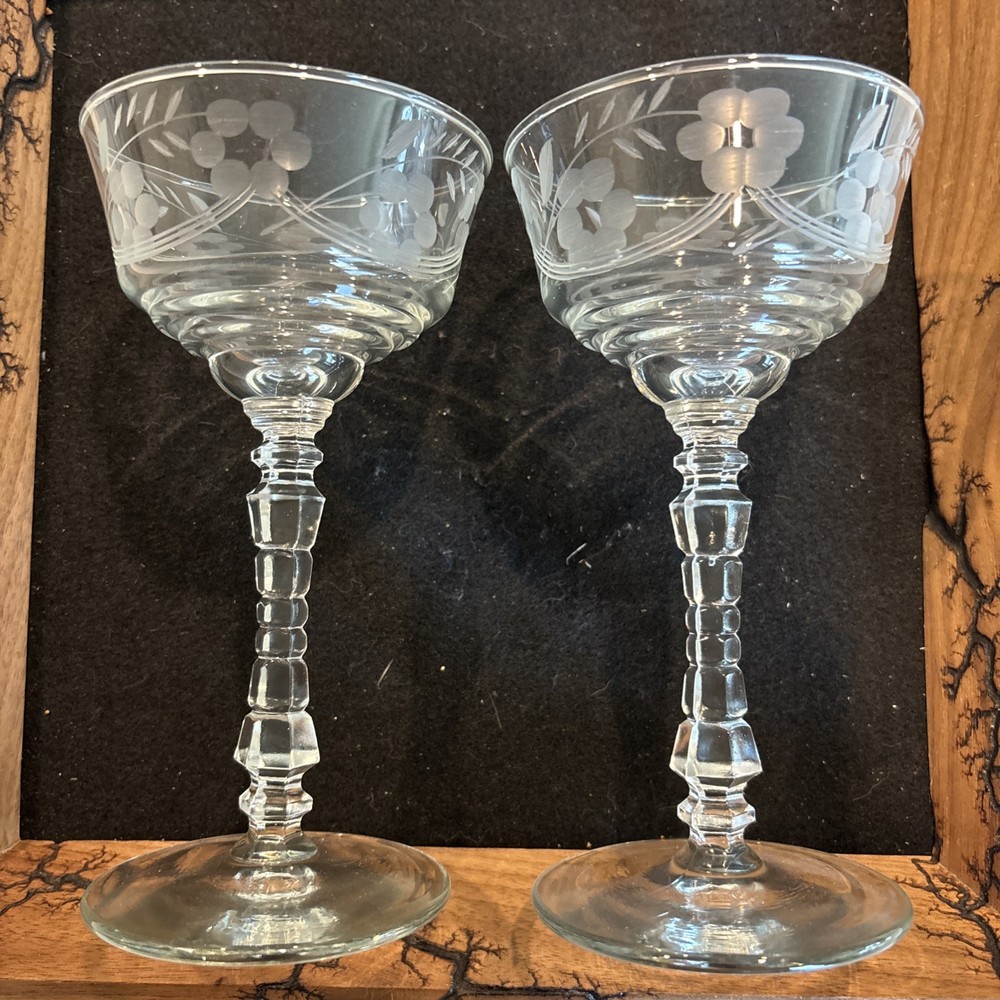 2 Vintage MCM Libbey Rock Sharpe Champagne / Sherbert 6 1/8″ 3005-8
