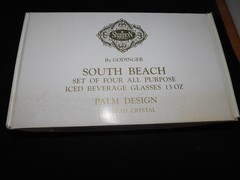 4 GODINGER SHANNON CRYSTAL SOUTH BEACH PALM ICED TEA GLASSES IN BOX #1