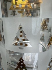 Vintage Culver Golden Spruce Christmas Tree Rocks Glasses Set of 6 Gold MCM