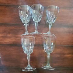 Set of 5 Cristal D Arques FLAMENCO Crystal Water Goblets Glasses 6 3/4” France