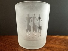 Frosted/Etched Scottish Highland Petroglyph Low-Ball Whiskey Glasses Set Of 6