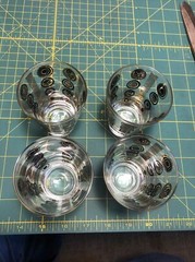 Vintage 4 Retro 4oz Clear Glass Drinking Glasses Gold & Black Abstract Design