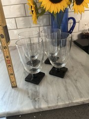 Set Of 4 Fostoria 4020 Ebony Black Base 5 5/8” 13oz Tumblers Glasses Art Deco