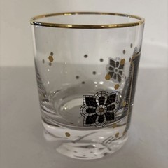 Anthropologie Bistro Tile Monogram “B” Old Fashioned Glass 24K Gold Rim