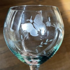 Set of FOUR Lenox Crystal BUTTERFLY MEADOW Balloon Wine Goblets EXCELLENT