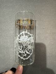 Vintage Mid-Century Modern Federal Tumblers 16 Oz White/Gold Floral Set Of 7 EUC