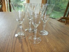 4 Etched Fancy Wine Champagne Stem Flutes/Glasses 7″ Tall 12 Oz Box B11