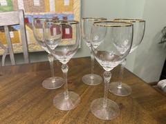 Lenox Clear Crystal Gold Trim 8.5″ Tall Monroe Stemmed Wine Glasses Set of 4