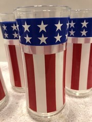 Set 4 LIBBEY Red/White/Blue American Flag 4th of July Patriotic Drinking Glass