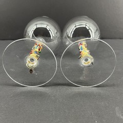 Wine Glasses W/ Beaded Long Stem Set of 2 Made In France 24 % Lead Crystal~New