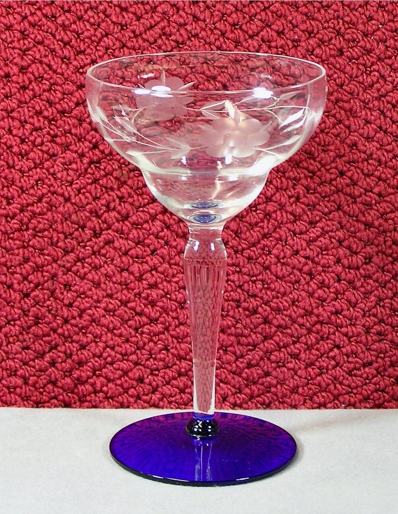 Antique Blue Footed Crystal Stemware by LOUIE WESTON, 1940s (lot a)