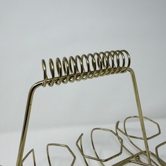 Vintage MCM Gold Metal Drinking Glass Tumbler Caddy Holder Drinkware for 8