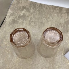 Vintage Peach Panel Textured Drinking Glasses 5” tall 10 Ounce Set of 2