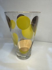 Russel Wright Barware Glass MCM Eclipse 5.25” Tumbler Yellow Dot 24K B Collin’s