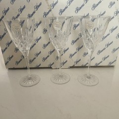 Princess House Highlights Lead Crystal Wine Glasses 743 7 1/2″ tall Set Of 3 NIB