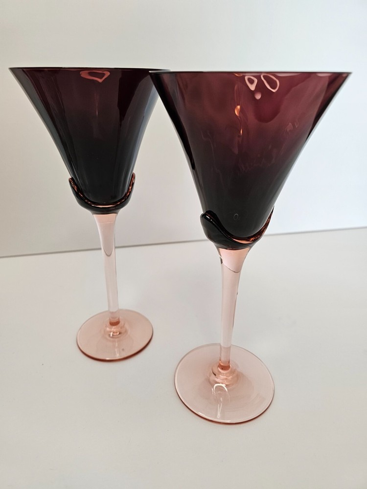 Set of 2 Mikasa Blossom Plum 9 1/4″ Crystal Water Goblets