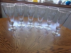 Pilsner Heritage Etched 11 Oz Smooth Stem Crystal Blown Glass – Set of 6