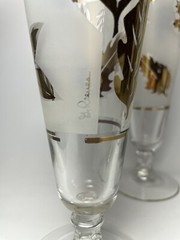 Vintage Libbey MCM Frosted Gold Leaf Pilsner Glasses Set Of (4) 12 oz