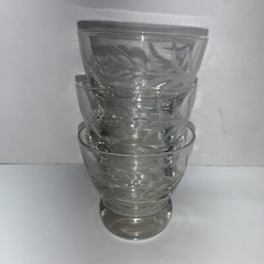 Vintage Set Of 3 Wheat Etched Low Ball Glasses 3” High MCM Heavy Round Bottom