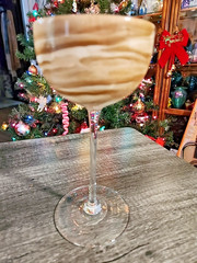 STEVEN MASLACH 7.5″ EARTH STUDIO ART GLASS WINE GLASS/ GOBLET Signed 1976