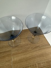 4- Mikasa Estate Slate Champagne Or Sherbet Glasses Wine Vintage Blue