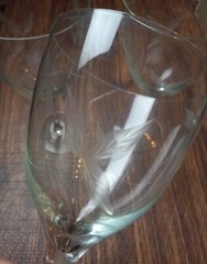 Vintage Water Glasses cut leaves footed Set of 3